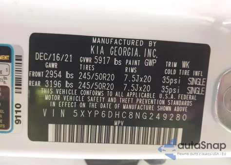 2022 Kia Telluride S из США, поврежденный, VIN 5XYP6DHC8NG249280